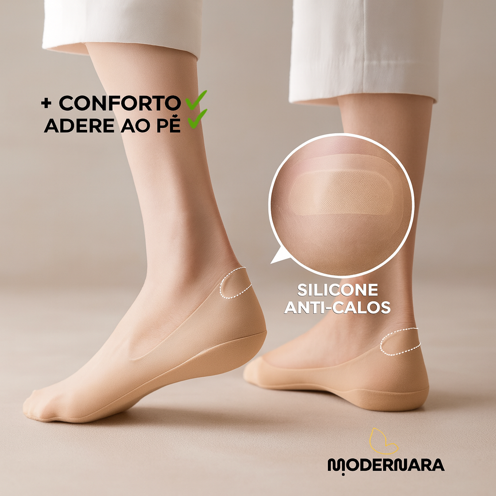 Meias Invisíveis Ortopédicas Antiderrapantes Femininas – Conforto e Segurança | Modernara