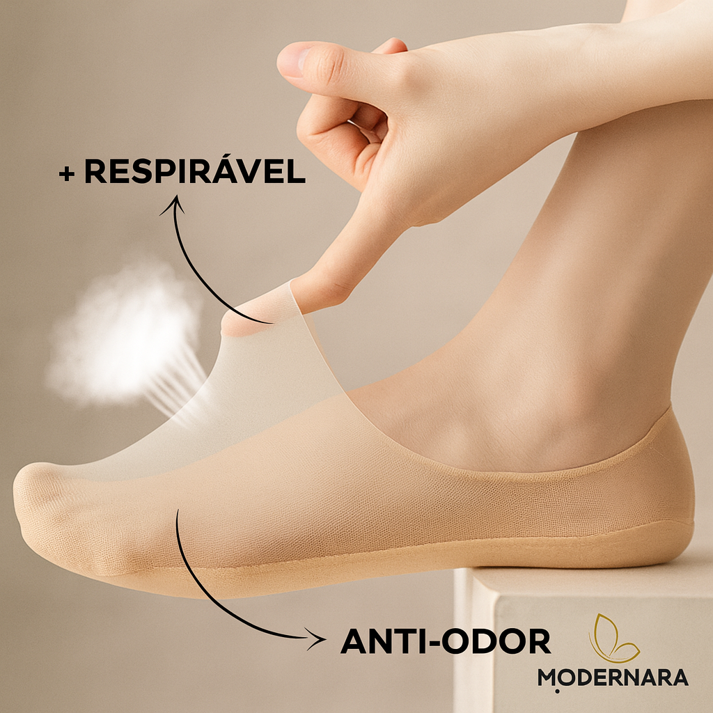 Meias Invisíveis Ortopédicas Antiderrapantes Femininas – Conforto e Segurança | Modernara