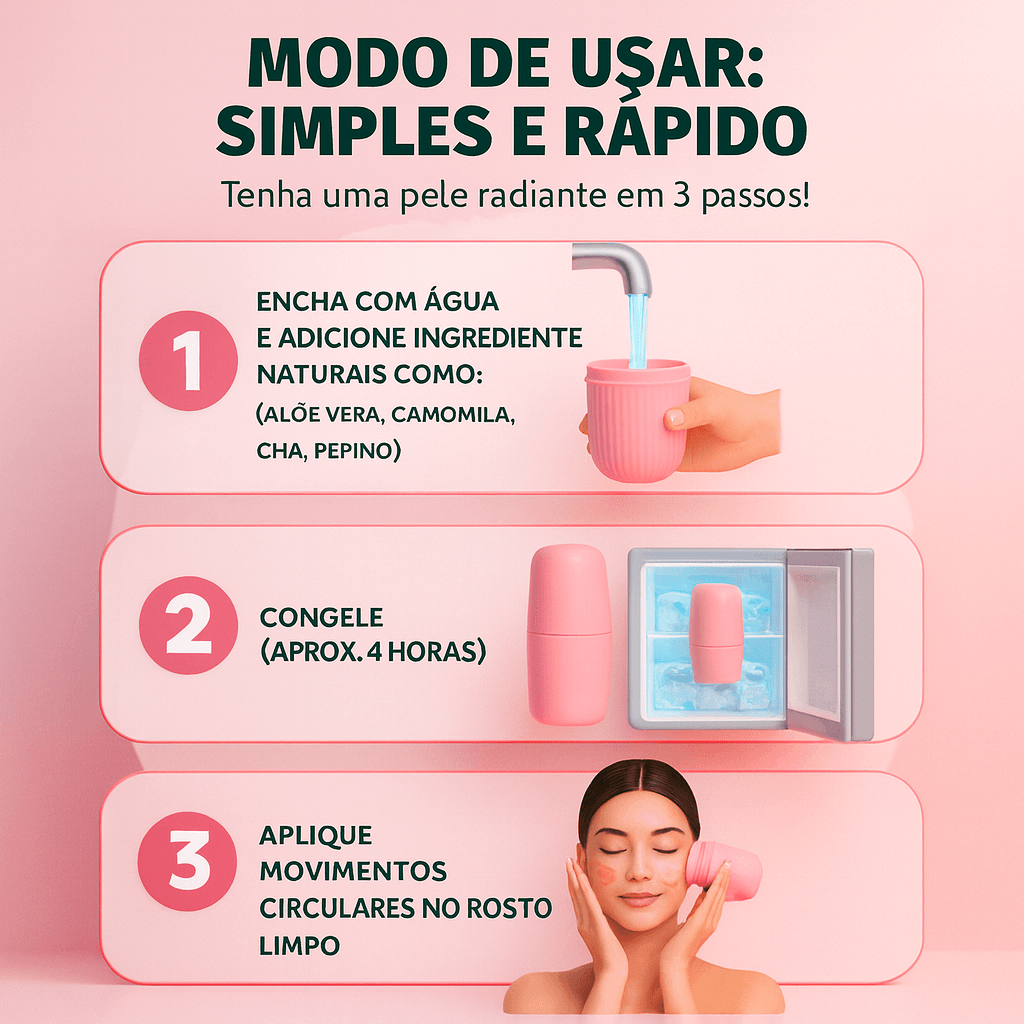 Massageador Facial de Gelo - Alívio, Beleza e Frescor Diário