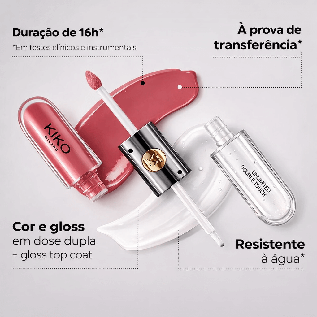 Batom KIKO Milano 2 em 1 – Matte + Gloss | Longa Duração 16h