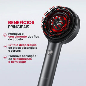 Escova Massagem Capilar com Aplicador de couro cabeludo Elétrico Luz vermelha