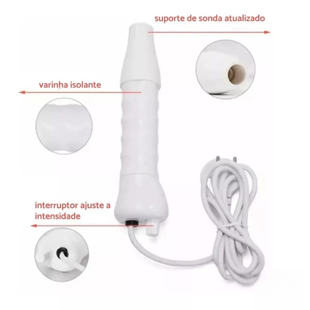 Aparelho de Alta Frequência Portátil Bivolt – Limpeza Facial, Antiacne e Antirrugas Profissional – Modernara